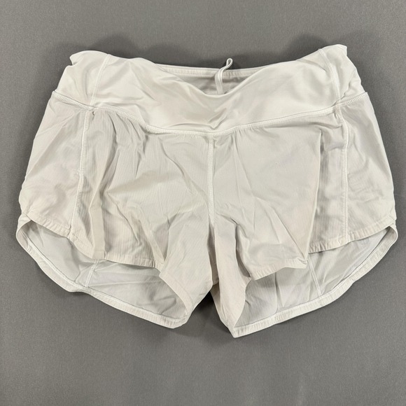 lululemon athletica Pants - Lululemon Shorts Womens 4 White 2.5 Inseam Running Lined Zip Pocket Athletic